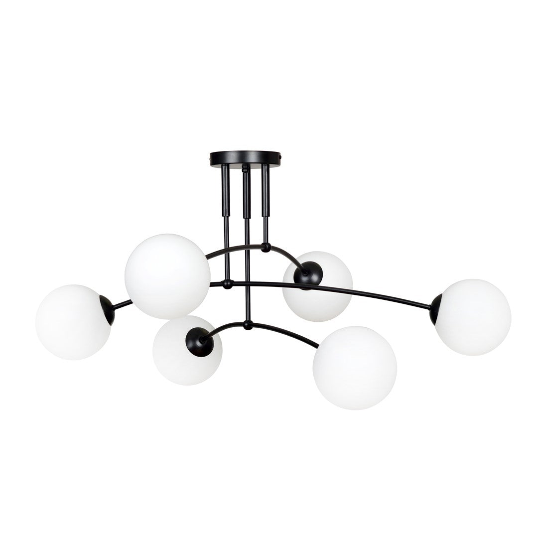 Pregos 6 Light Semi Flush Light Black & White