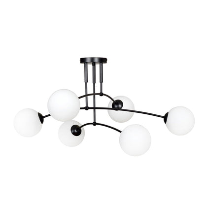 Pregos 6 Light Semi Flush Light Black & White