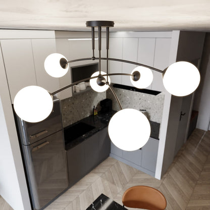 Pregos 6 Light Semi Flush Light Black & White