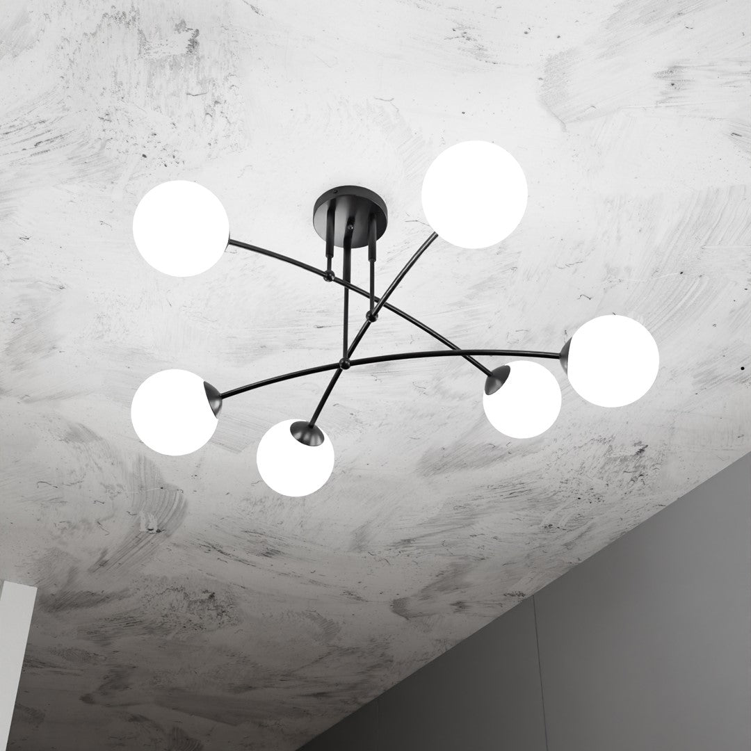 Pregos 6 Light Semi Flush Light Black & White