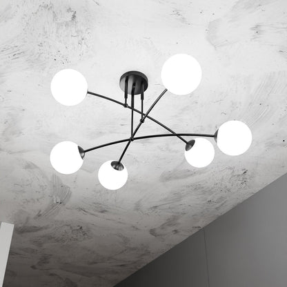 Pregos 6 Light Semi Flush Light Black & White