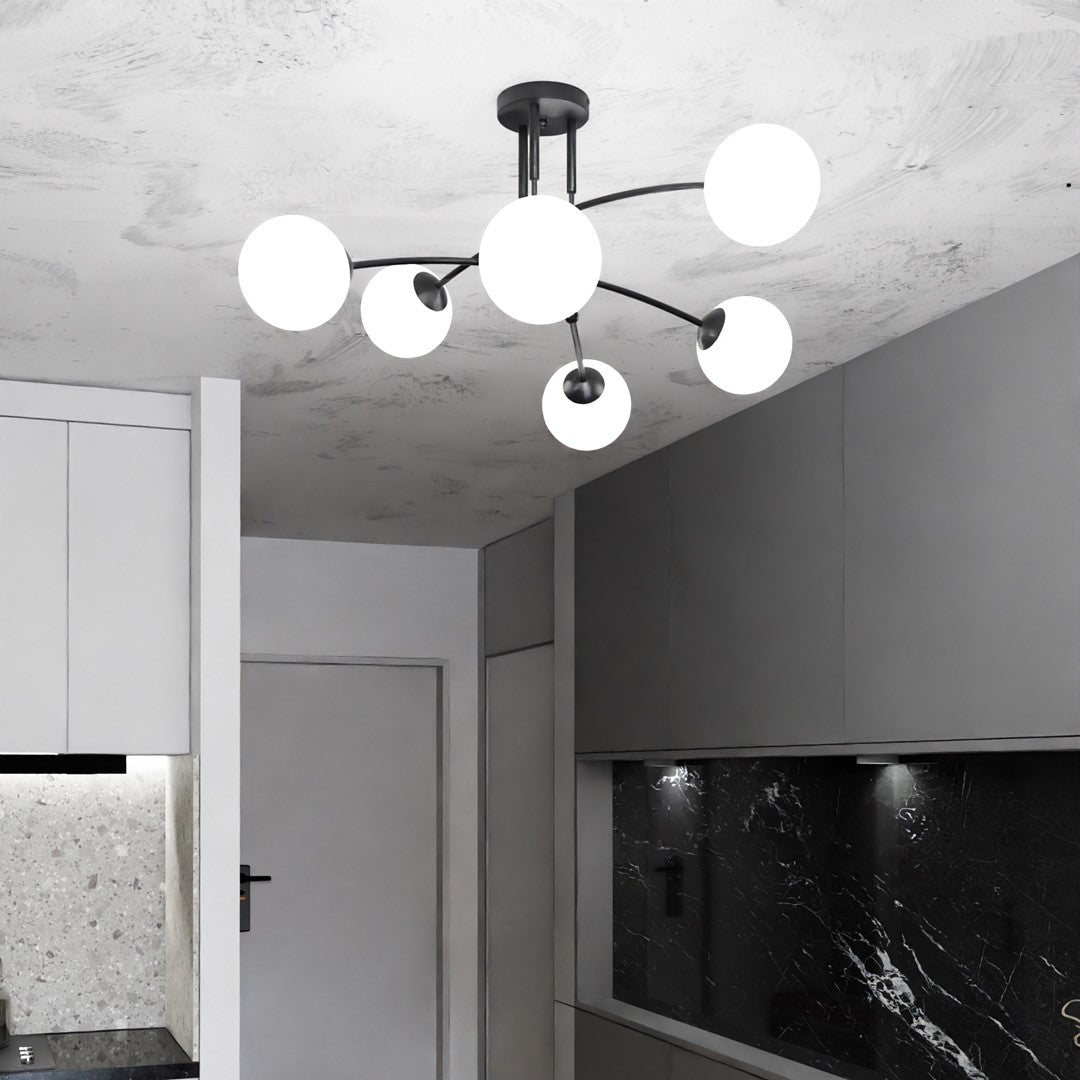 Pregos 6 Light Semi Flush Light Black & White