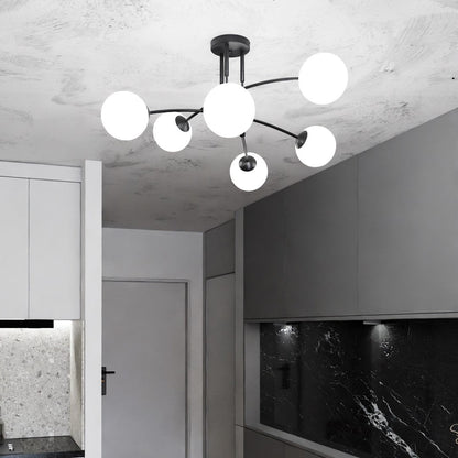 Pregos 6 Light Semi Flush Light Black & White