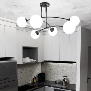 Pregos 6 Light Semi Flush Light Black & White
