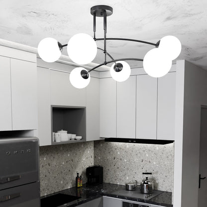 Pregos 6 Light Semi Flush Light Black & White