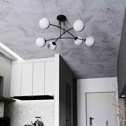 Pregos 6 Light Semi Flush Light Black & White