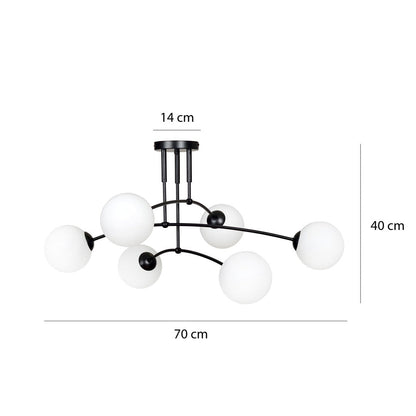 Pregos 6 Light Semi Flush Light Black & White
