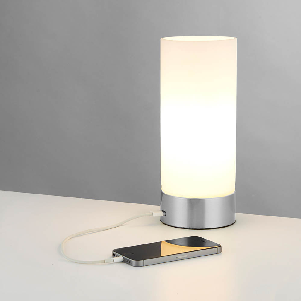 Dara USB Table Lamp Nickel