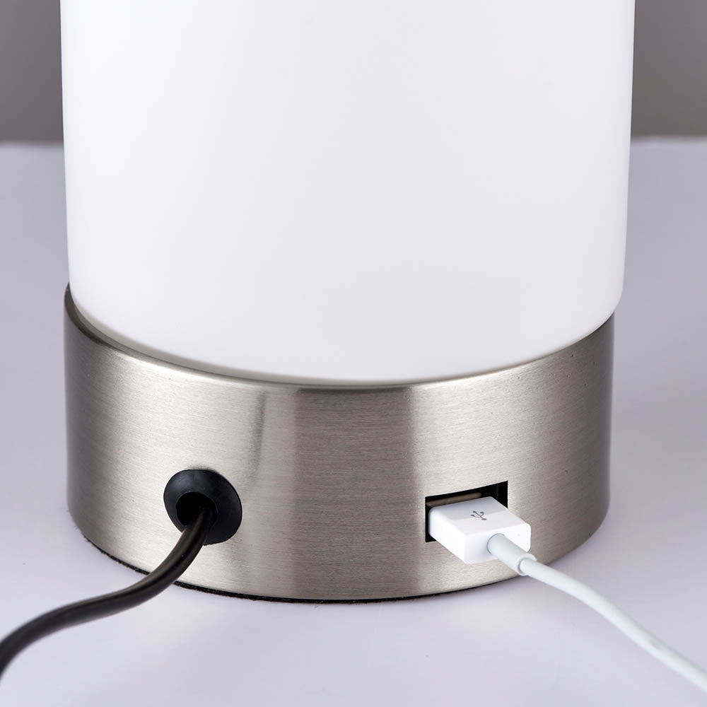 Dara USB Table Lamp Nickel