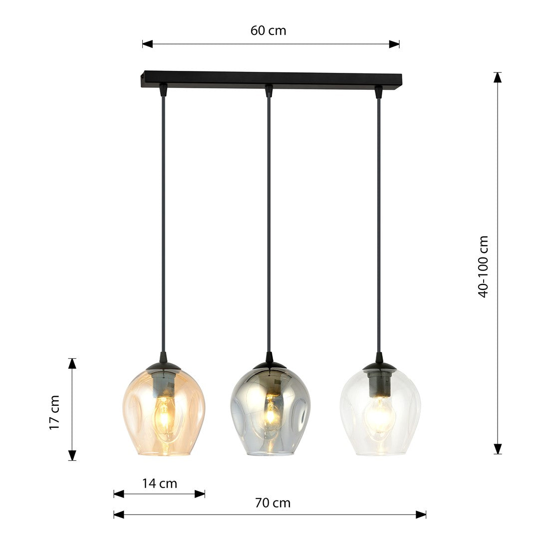 Istar 3 Light Pendant Black, Graphite & Amber