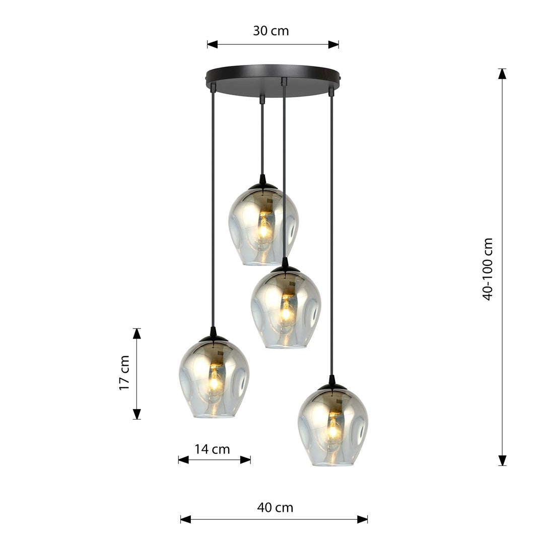 Istar 4 Light Pendant Black & Graphite
