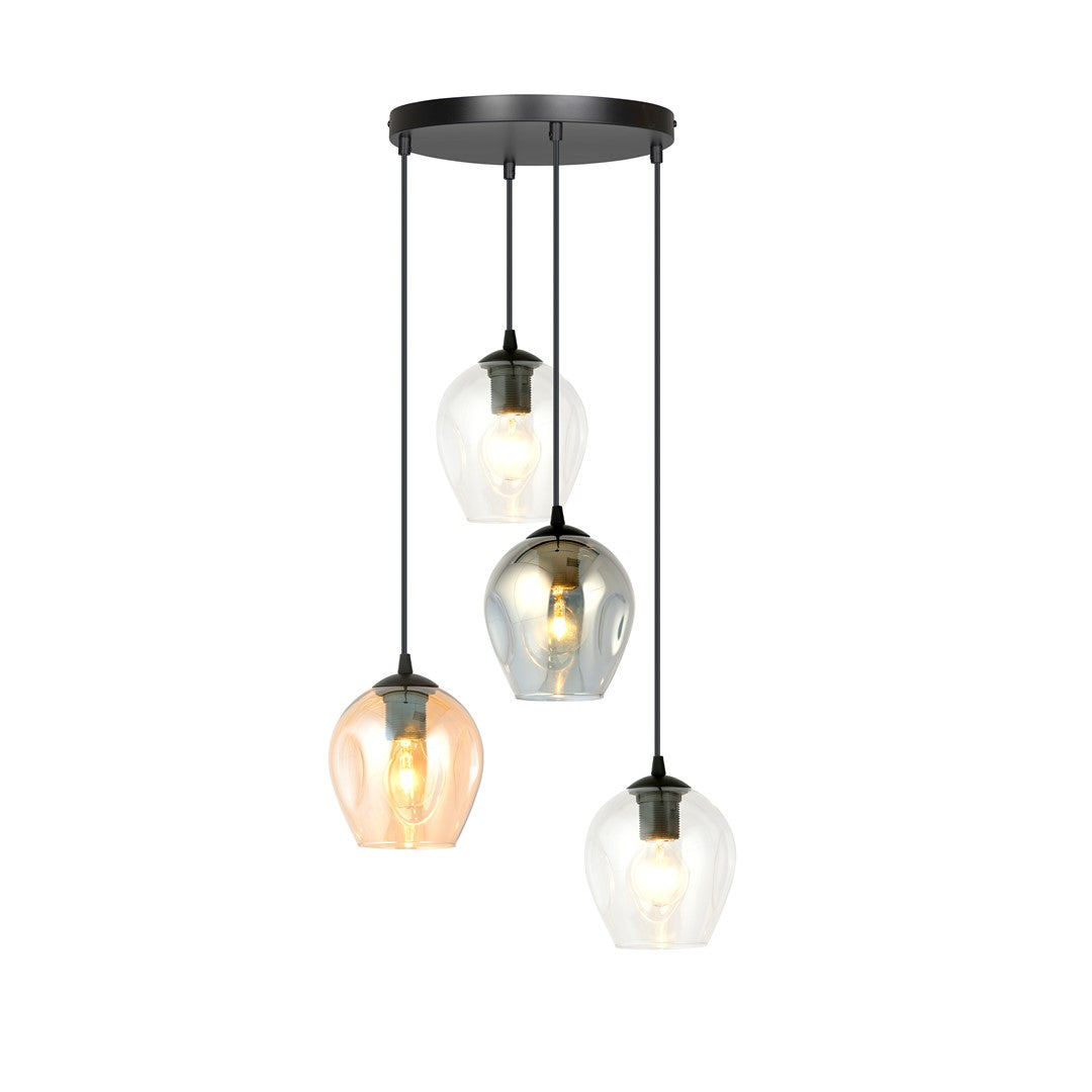 Istar 4 Light Pendant Black, Graphite & Amber