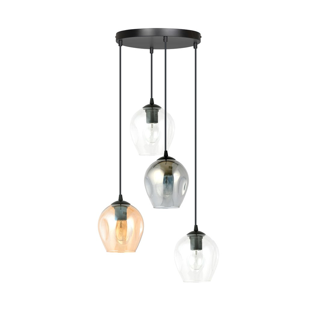 Istar 4 Light Pendant Black, Graphite & Amber