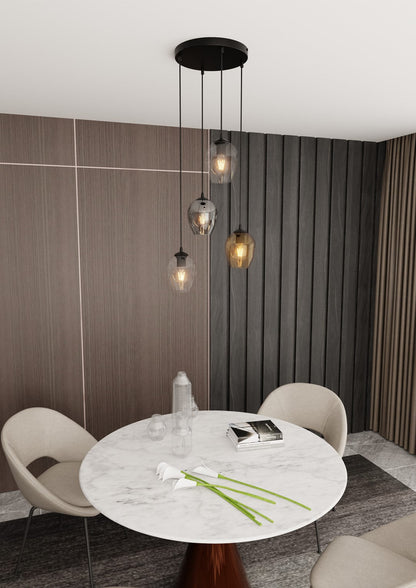 Istar 4 Light Pendant Black, Graphite & Amber