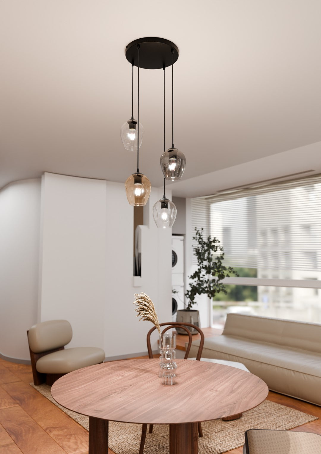 Istar 4 Light Pendant Black, Graphite & Amber