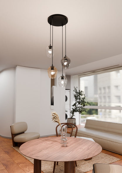 Istar 4 Light Pendant Black, Graphite & Amber