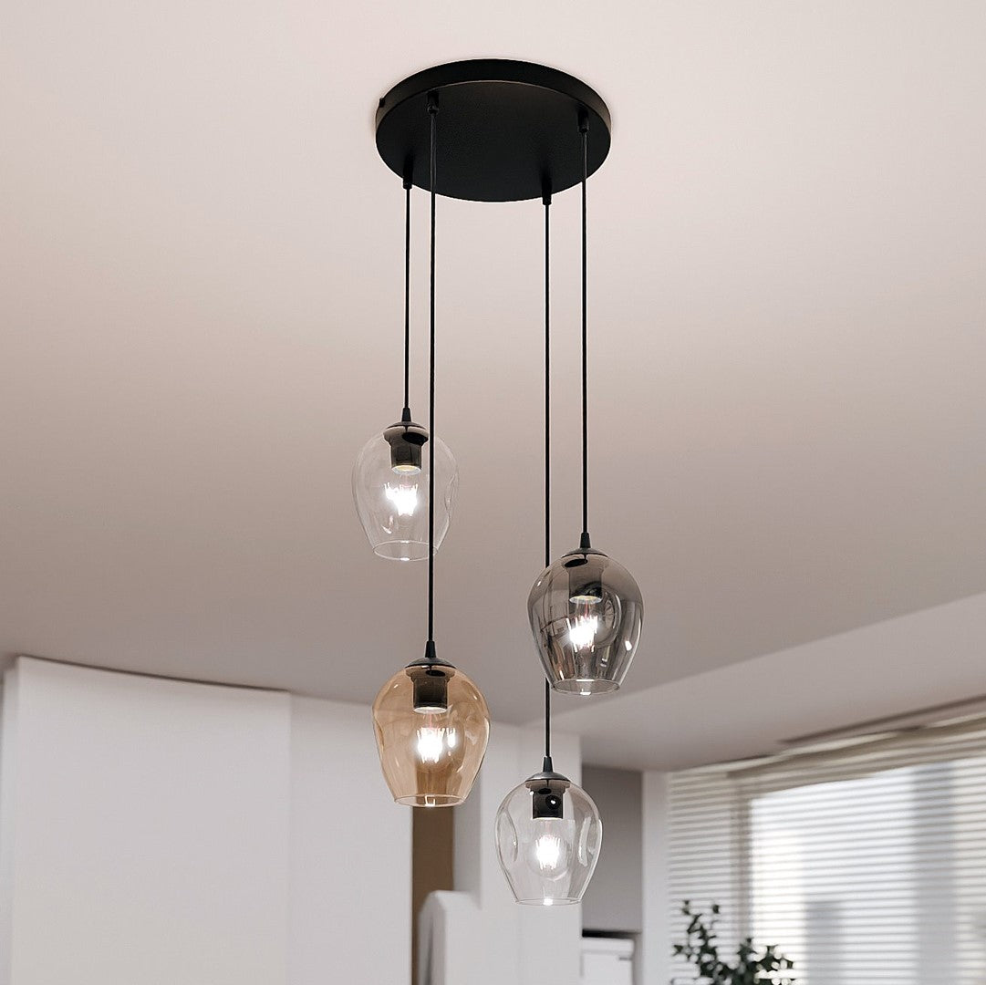 Istar 4 Light Pendant Black, Graphite & Amber