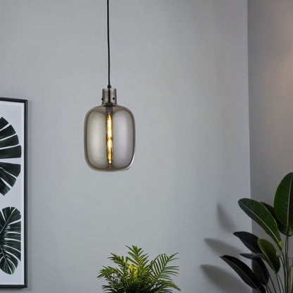 Barrel Black and Smoked Glass Pendant Ceiling Light