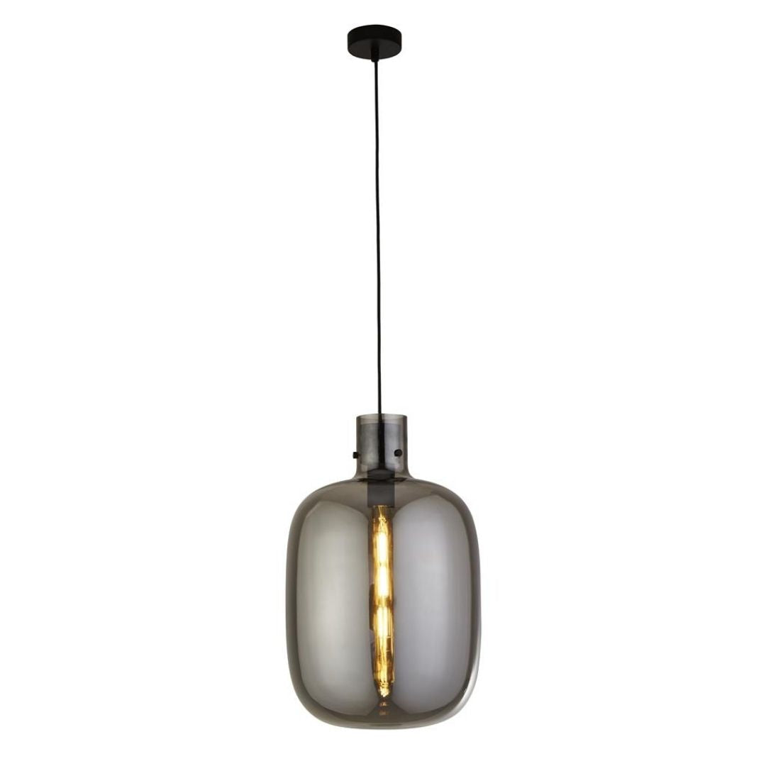 Barrel Black and Smoked Glass Pendant Ceiling Light