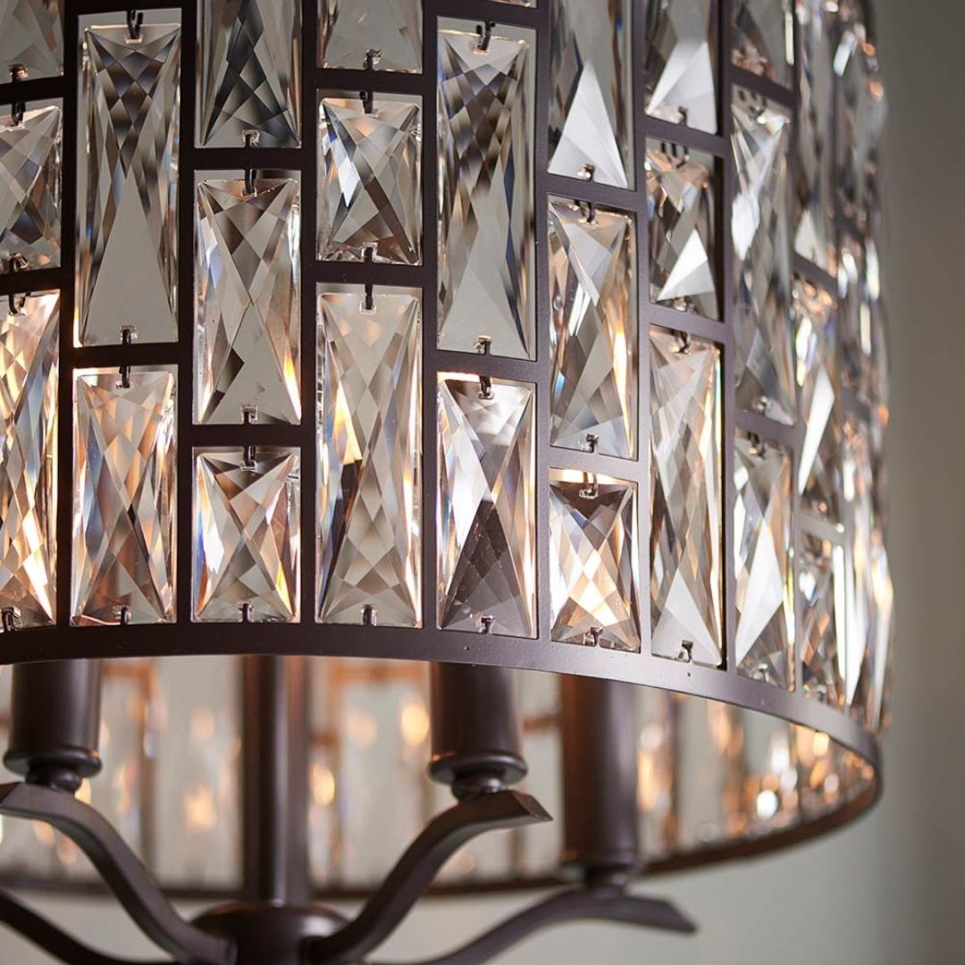 Belle 5 Light Dark Bronze & Crystal Pendant Ceiling Light