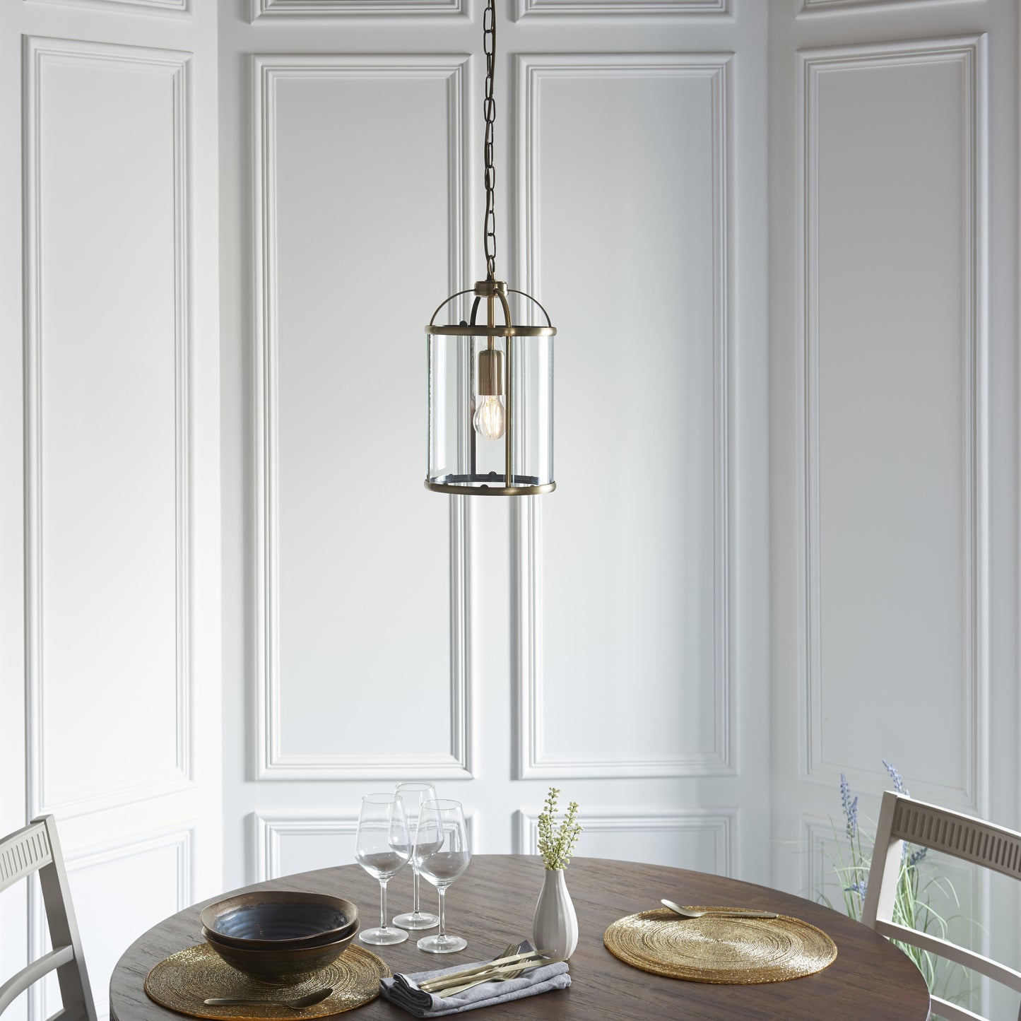 Lambeth 1 Light Pendant Antique Brass