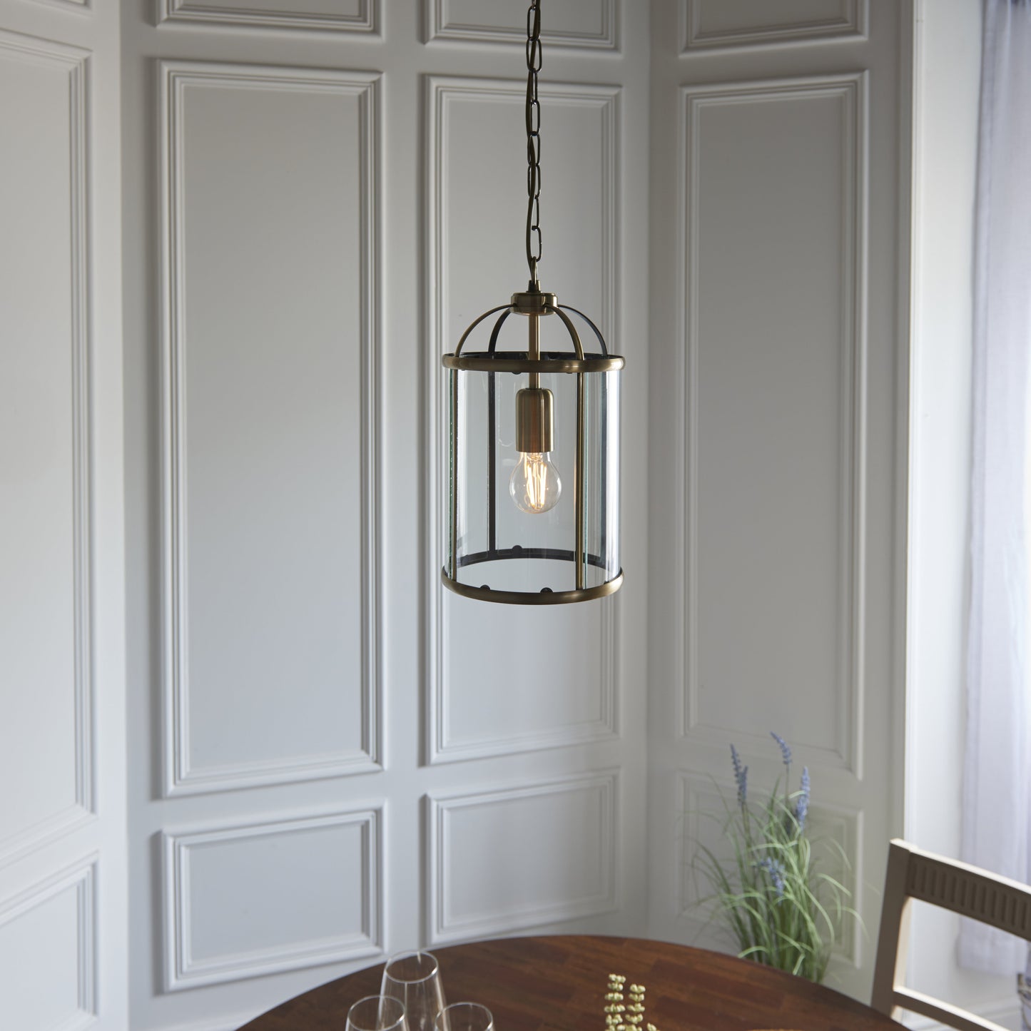 Lambeth 1 Light Pendant Antique Brass