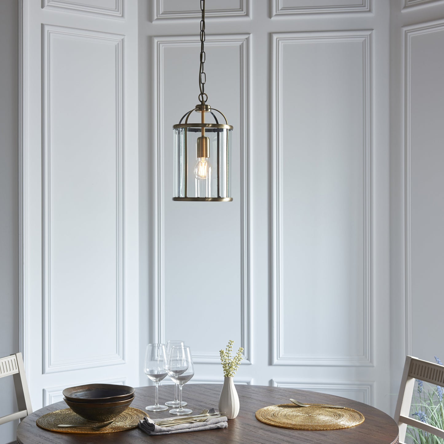 Lambeth 1 Light Pendant Antique Brass
