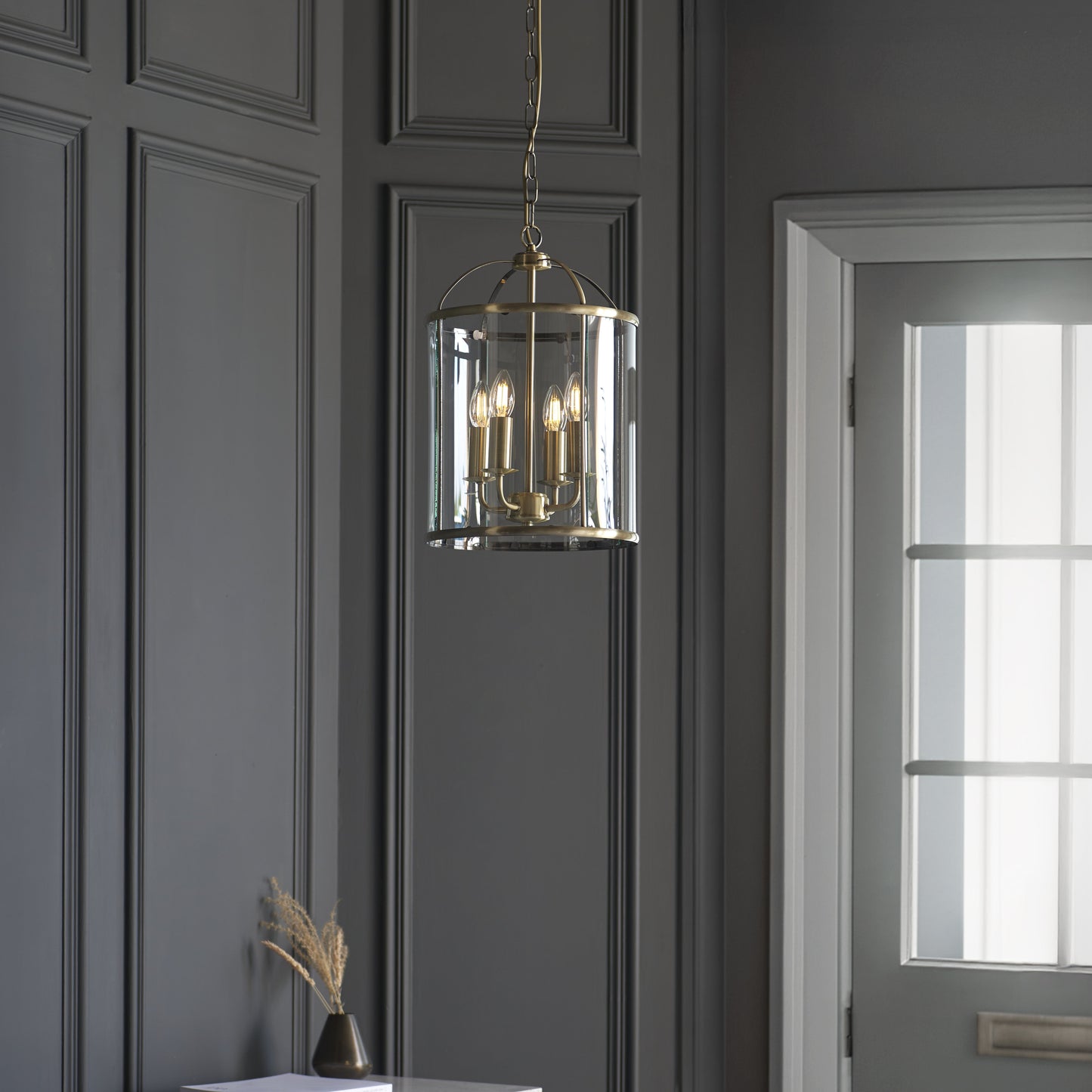 Lambeth 4 Light Pendant Antique Brass