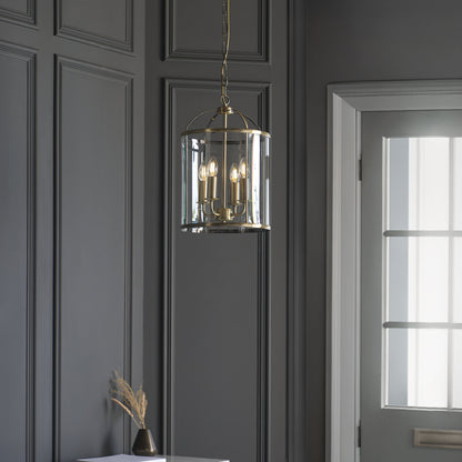 Lambeth 4 Light Pendant Antique Brass