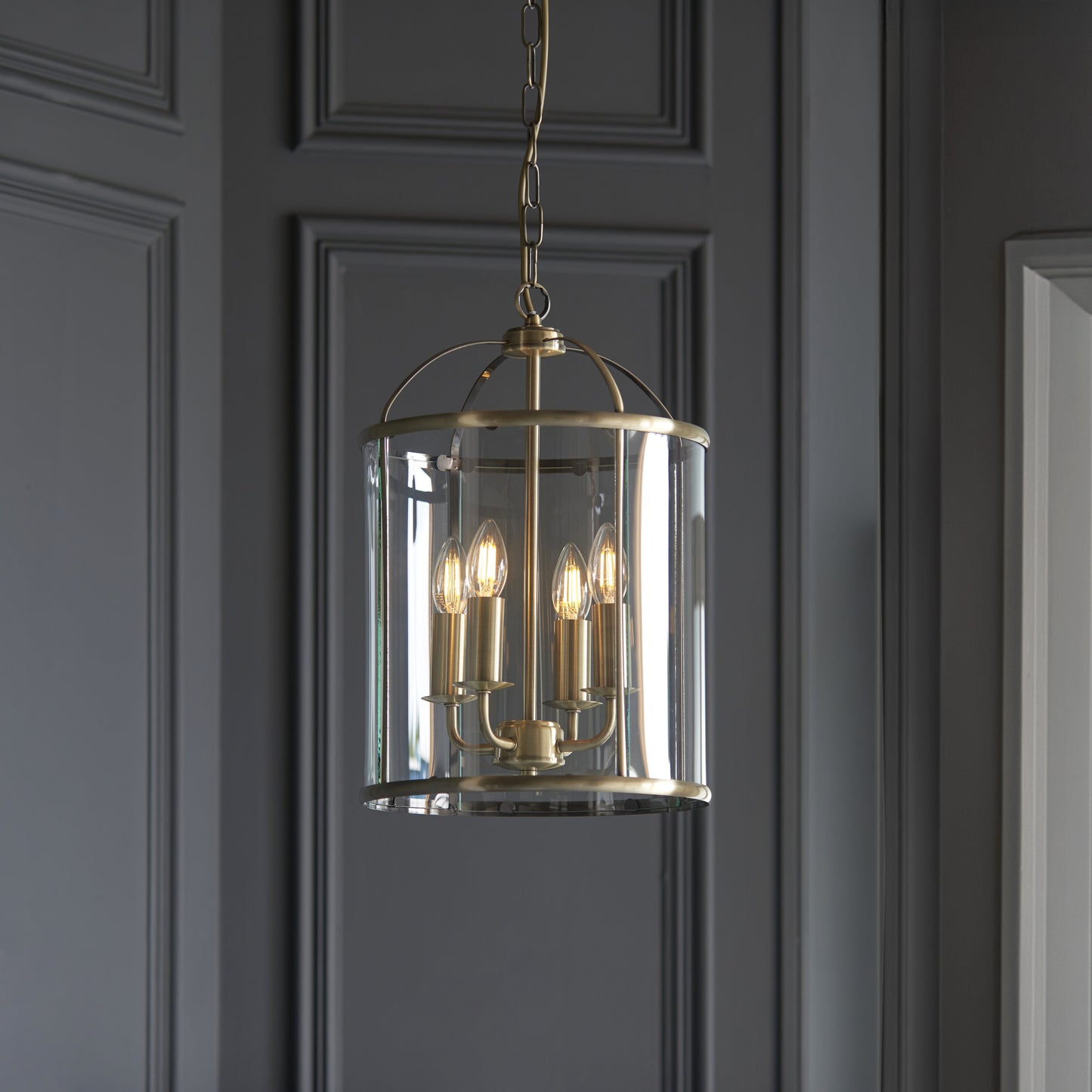 Lambeth 4 Light Pendant Antique Brass