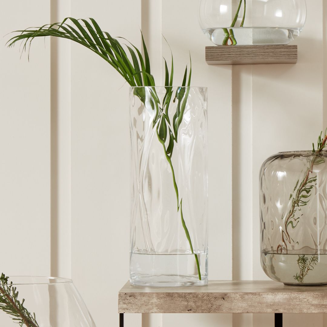 Round Optic Clear Glass Vase Large