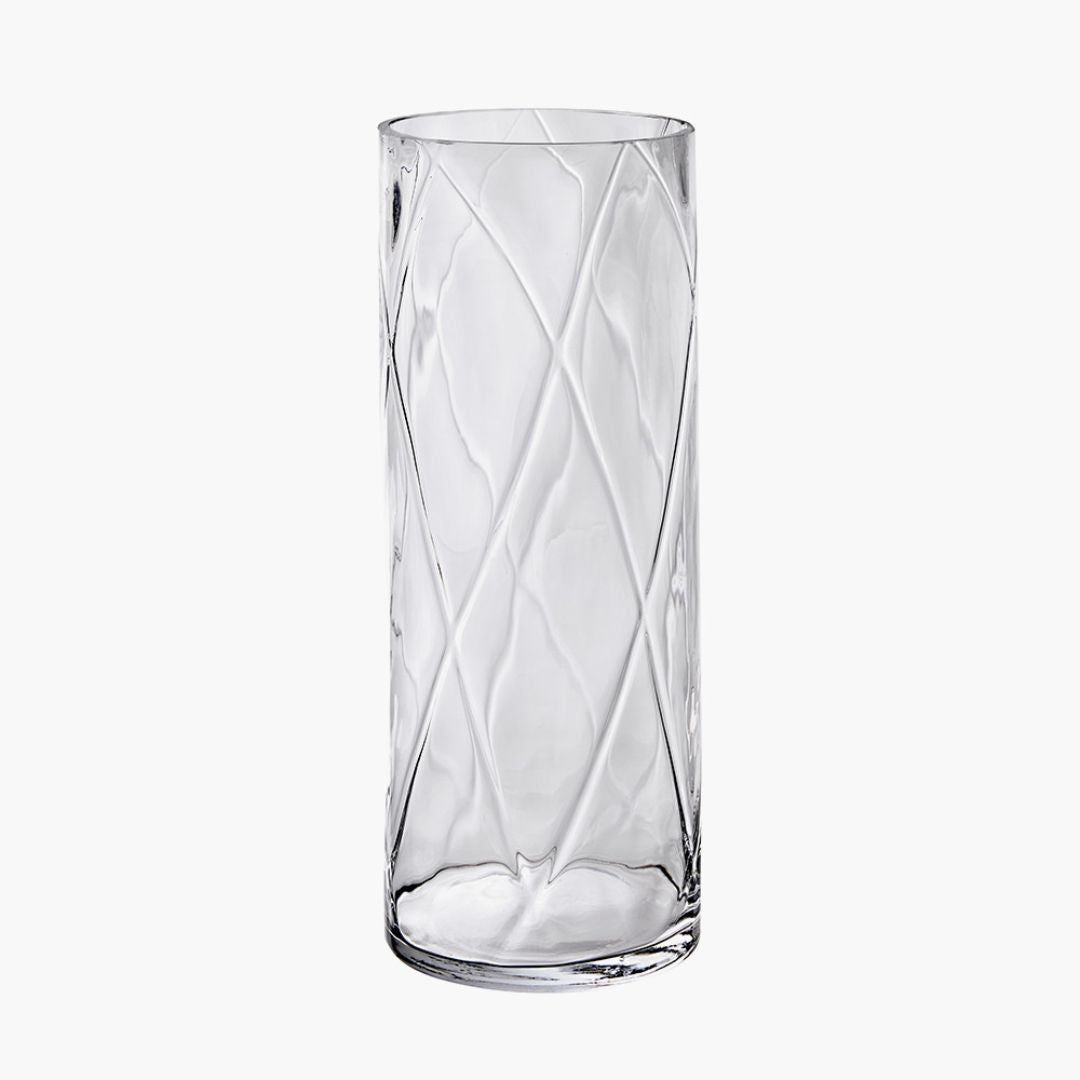 Round Optic Clear Glass Vase Large