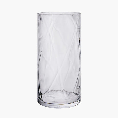 Round Optic Clear Glass Vase Small