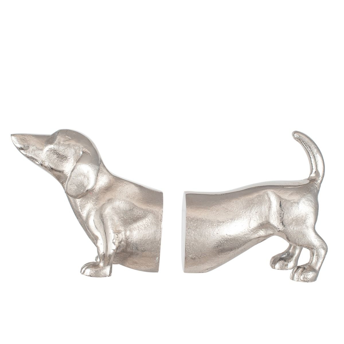 Silver Sausage Dog Book Ends