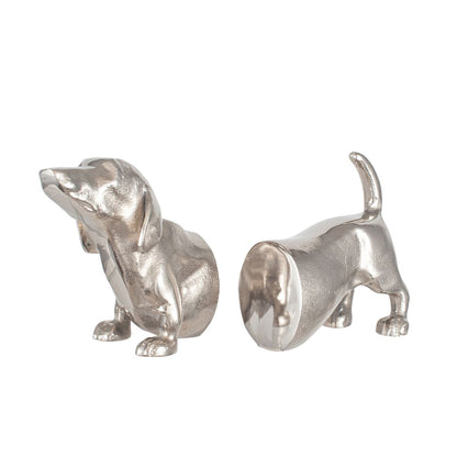 Silver Sausage Dog Book Ends