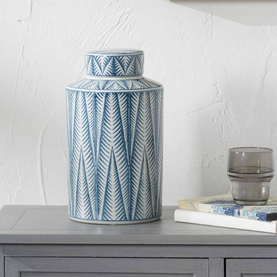 Aztec Jars Samara Blue & White Aztec Ceramic Jar – Pagazzi
