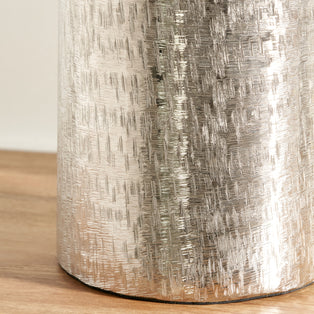 Silver Metal Hammered Tall Vase