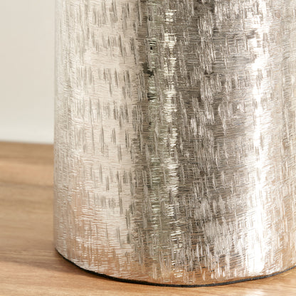 Silver Metal Hammered Tall Vase