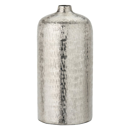 Silver Metal Hammered Tall Vase