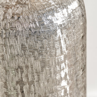 Silver Metal Hammered Tall Vase