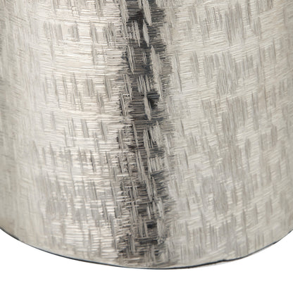 Silver Metal Hammered Tall Vase
