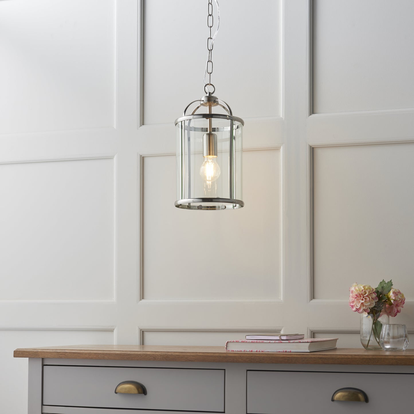 Lambeth 1 Light Pendant Satin Nickel