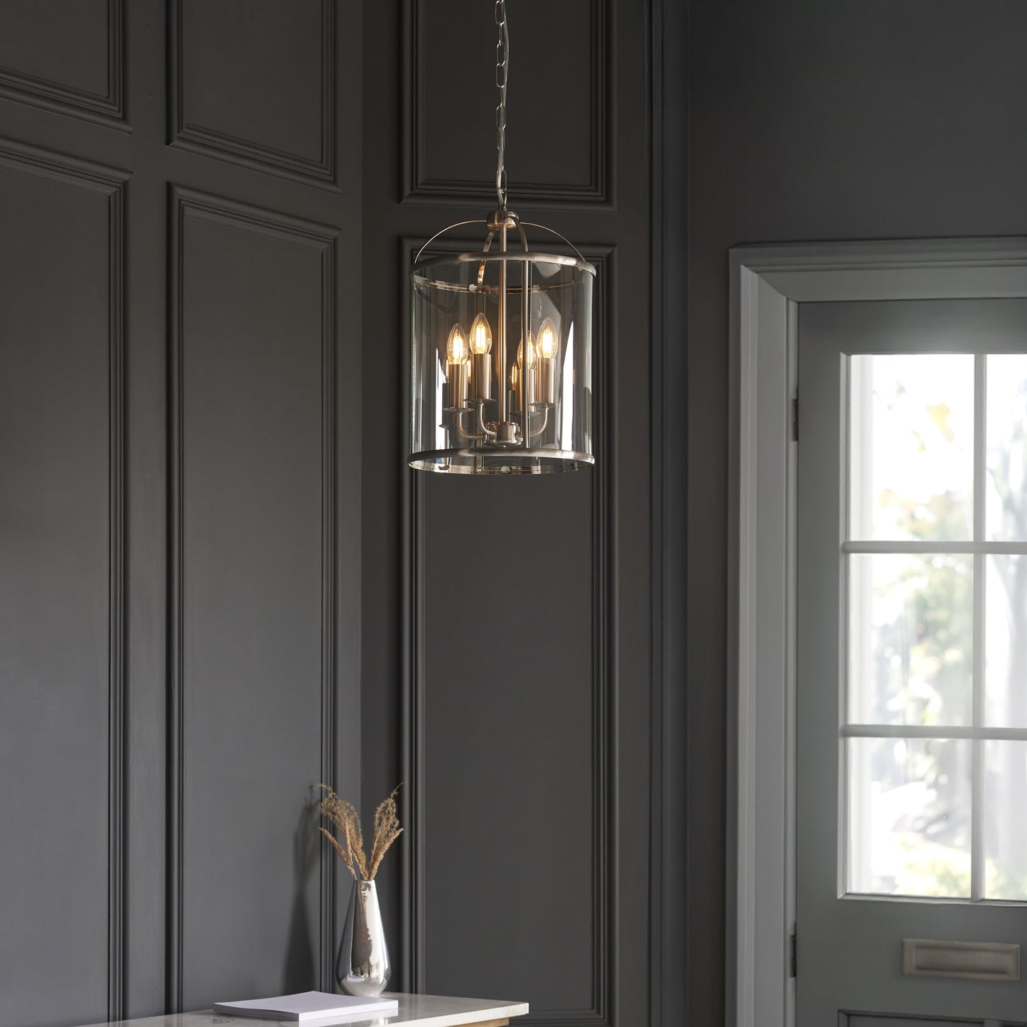 Lambeth 4 Light Pendant Satin Nickel