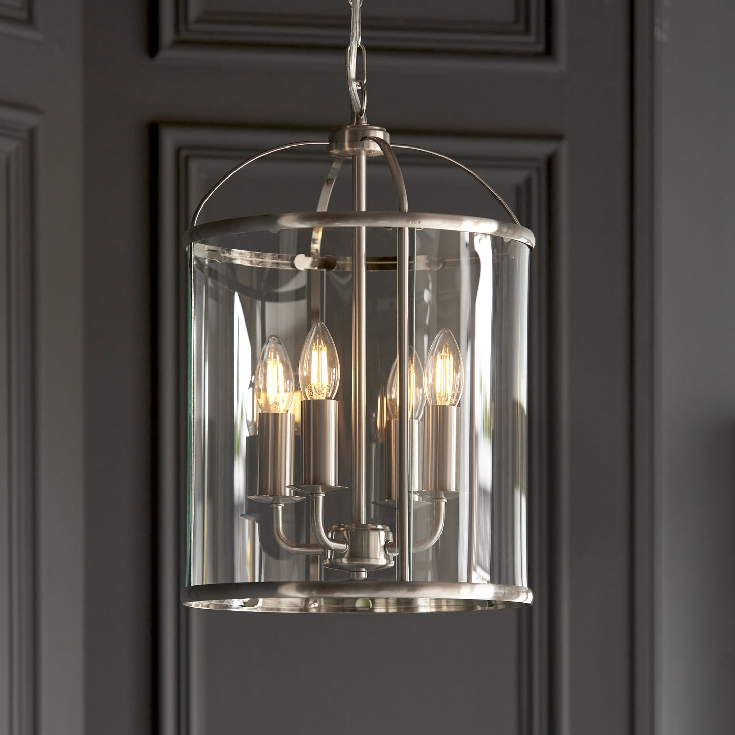Lambeth 4 Light Pendant Satin Nickel