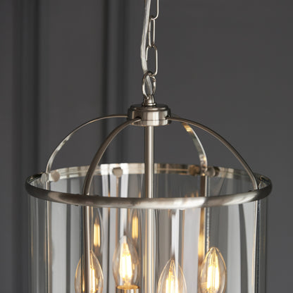 Lambeth 4 Light Pendant Satin Nickel