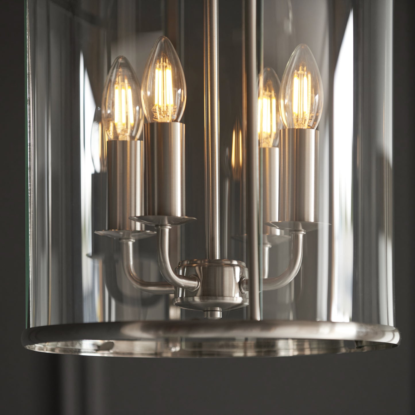 Lambeth 4 Light Pendant Satin Nickel