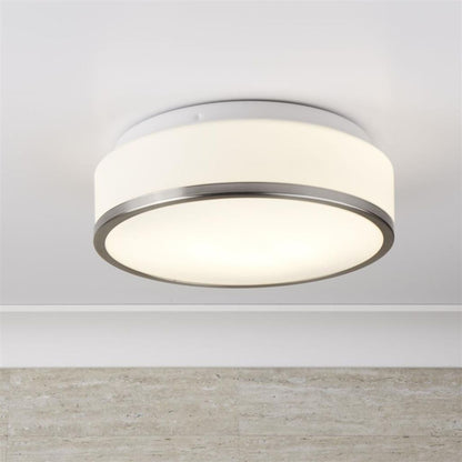2 Light Flush Bathroom Ceiling Light Satin Chrome
