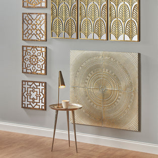 Antiqued Gold Metal Wall Art 100x100cm