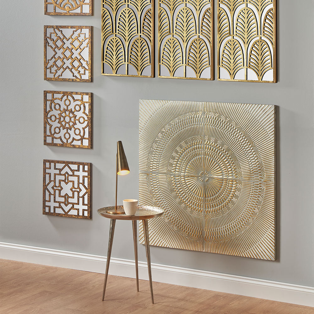 Antiqued Gold Metal Wall Art 100x100cm