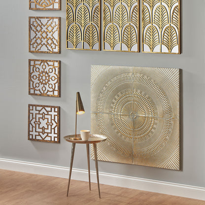 Antiqued Gold Metal Wall Art 100x100cm